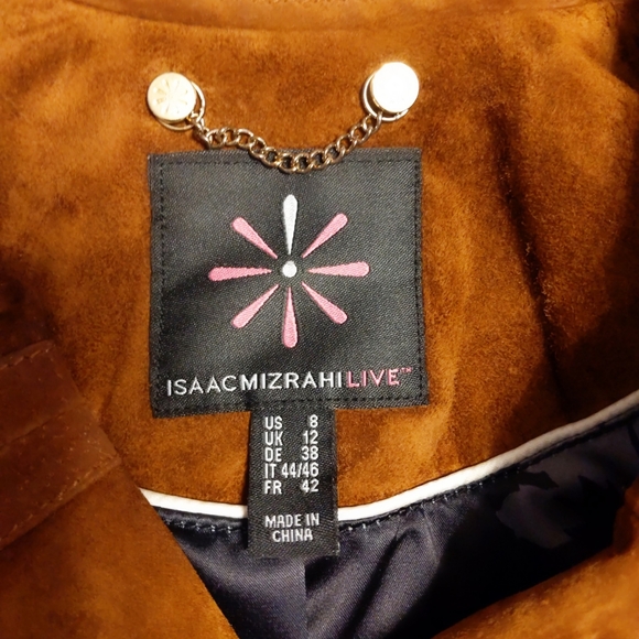 Isaac Mizrahi Live brown suede jacket gold size 8 - Picture 8 of 11